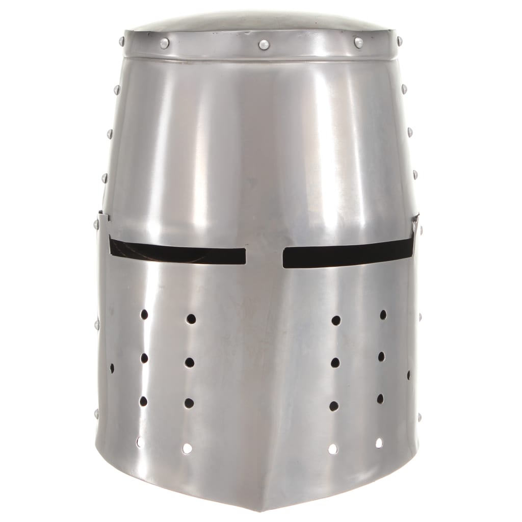 vidaXL Medieval Knight Helmet Antique Replica LARP Silver Steel 2