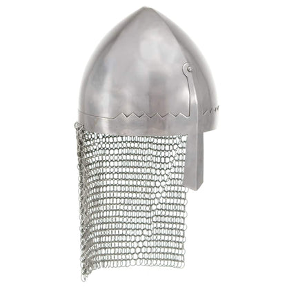 vidaXL Knight Helmet Antique Replica LARP Silver Steel 1
