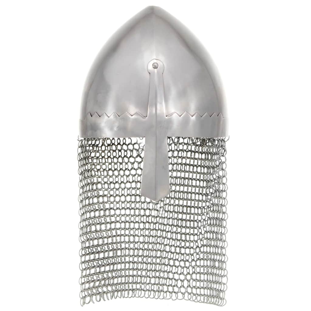 vidaXL Knight Helmet Antique Replica LARP Silver Steel 2