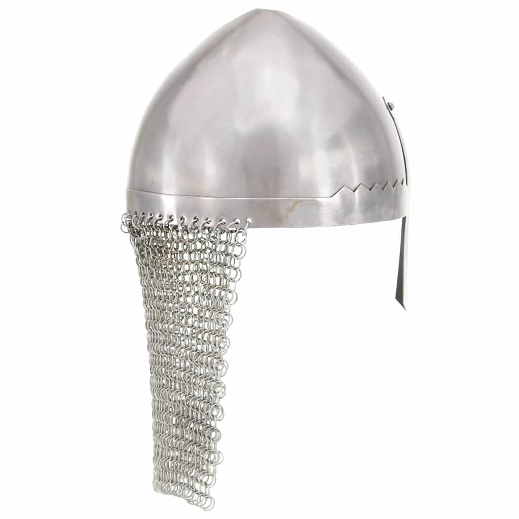 vidaXL Knight Helmet Antique Replica LARP Silver Steel 3