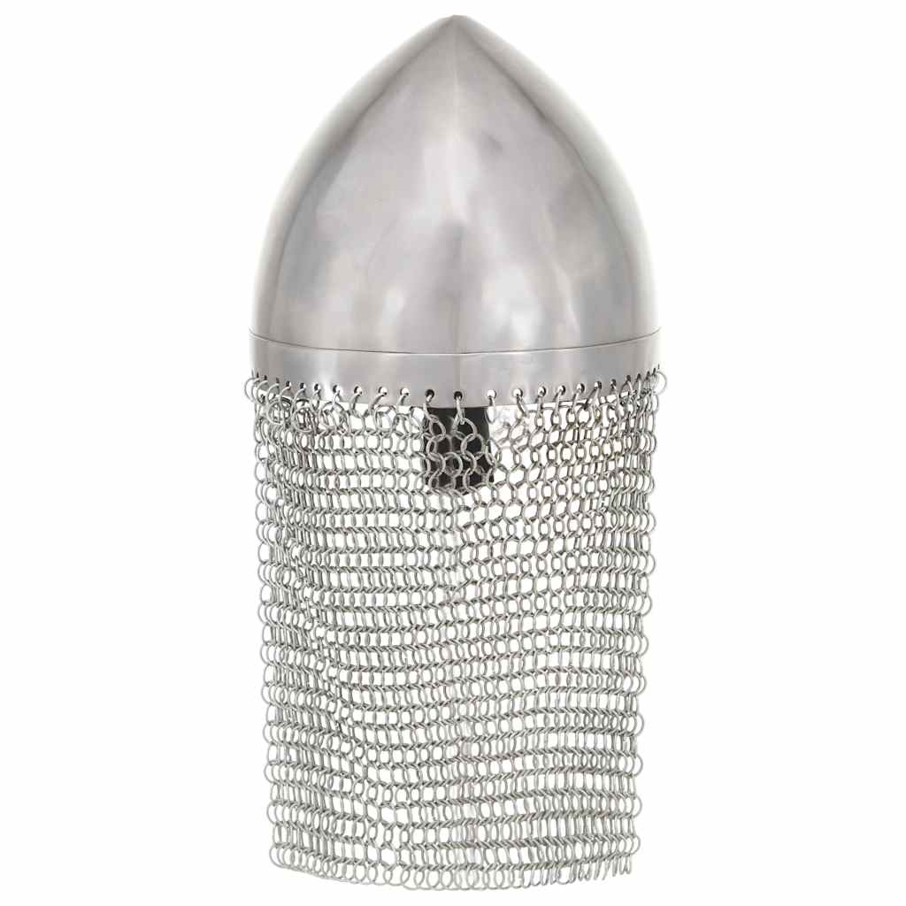 vidaXL Knight Helmet Antique Replica LARP Silver Steel 4