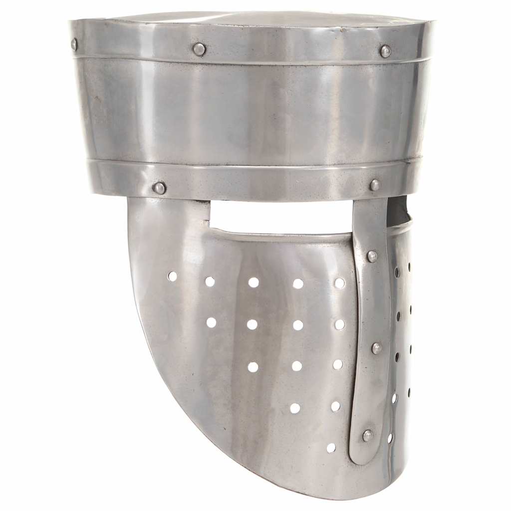 vidaXL Medieval Knight Helmet Antique Replica LARP Silver Steel 1