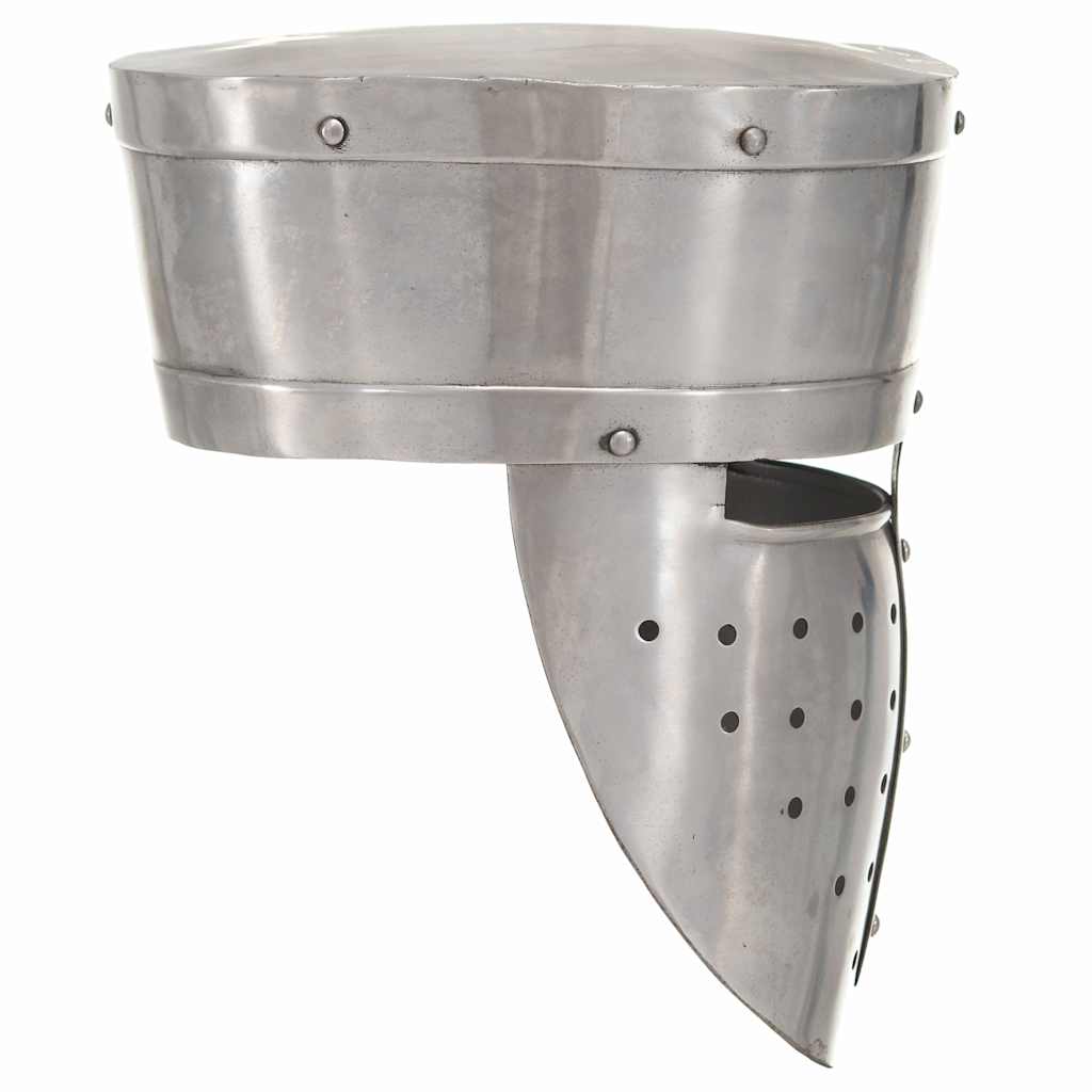 vidaXL Medieval Knight Helmet Antique Replica LARP Silver Steel 3