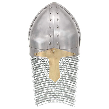 vidaXL Crusader Knight Helmet Antique Replica LARP Silver Steel 2