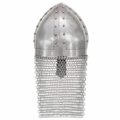vidaXL Crusader Knight Helmet Antique Replica LARP Silver Steel 4