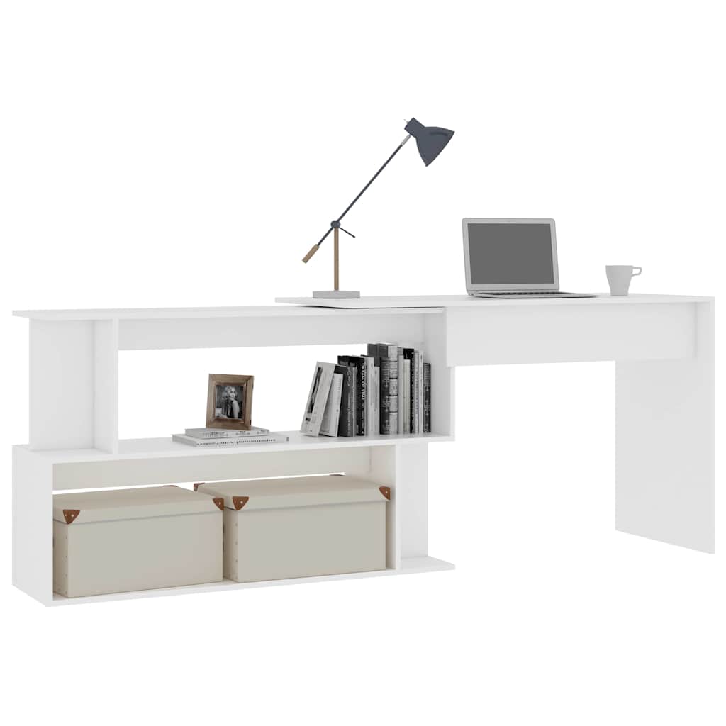 801098 vidaXL Corner Desk White 200x50x76 cm Engineered Wood 6