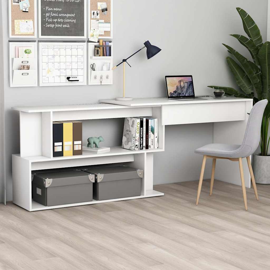 801098 vidaXL Corner Desk White 200x50x76 cm Engineered Wood 1