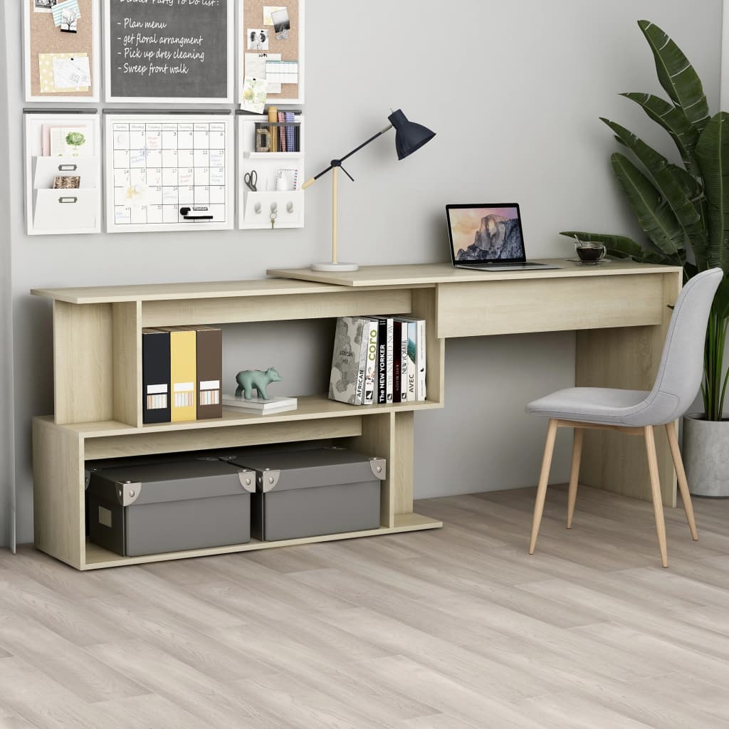 vidaXL Desk | Sonoma oak | Engineered Wood | 200x50x76 cm | Rotatable | Desk 1