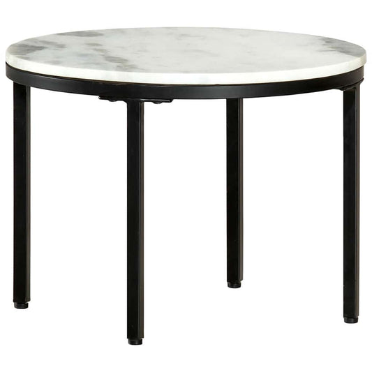 286411 vidaXL Coffee Table White and Black Ø50 cm Real Solid Marble 1