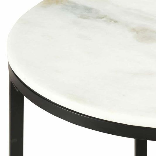 286411 vidaXL Coffee Table White and Black Ø50 cm Real Solid Marble 2