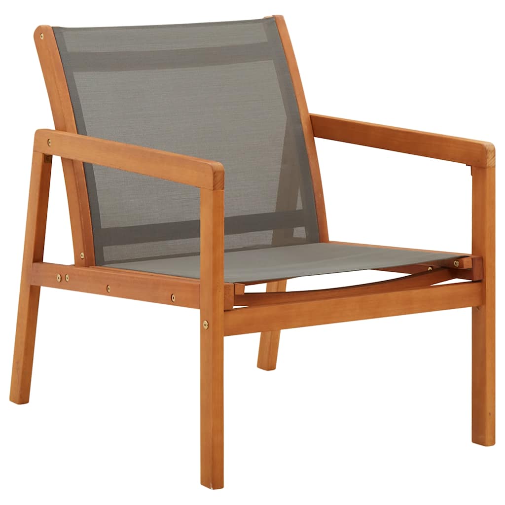 vidaXL Garden Lounge Chair Grey Solid Eucalyptus Wood and Textilene 1