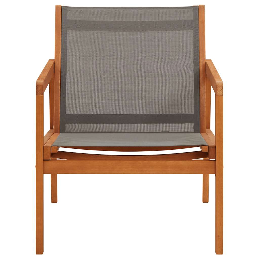 vidaXL Garden Lounge Chair Grey Solid Eucalyptus Wood and Textilene 2