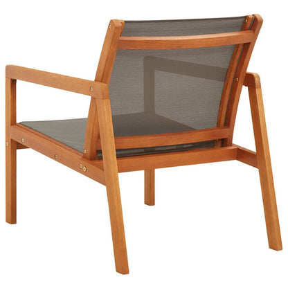 vidaXL Garden Lounge Chair Grey Solid Eucalyptus Wood and Textilene 4