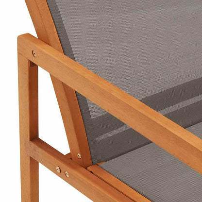 vidaXL Garden Lounge Chair Grey Solid Eucalyptus Wood and Textilene 5
