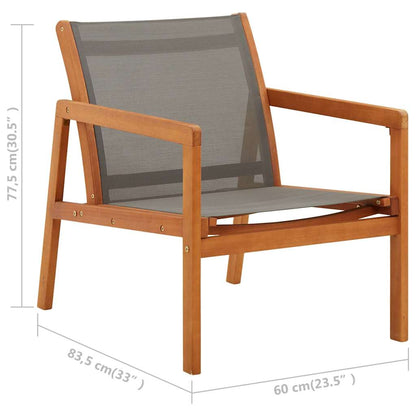 vidaXL Garden Lounge Chair Grey Solid Eucalyptus Wood and Textilene 6