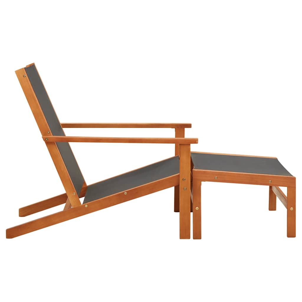vidaXL Garden Chair with Footrest Solid Eucalyptus Wood and Textilene 3
