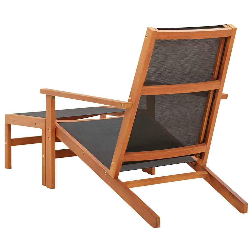vidaXL Garden Chair with Footrest Solid Eucalyptus Wood and Textilene 4