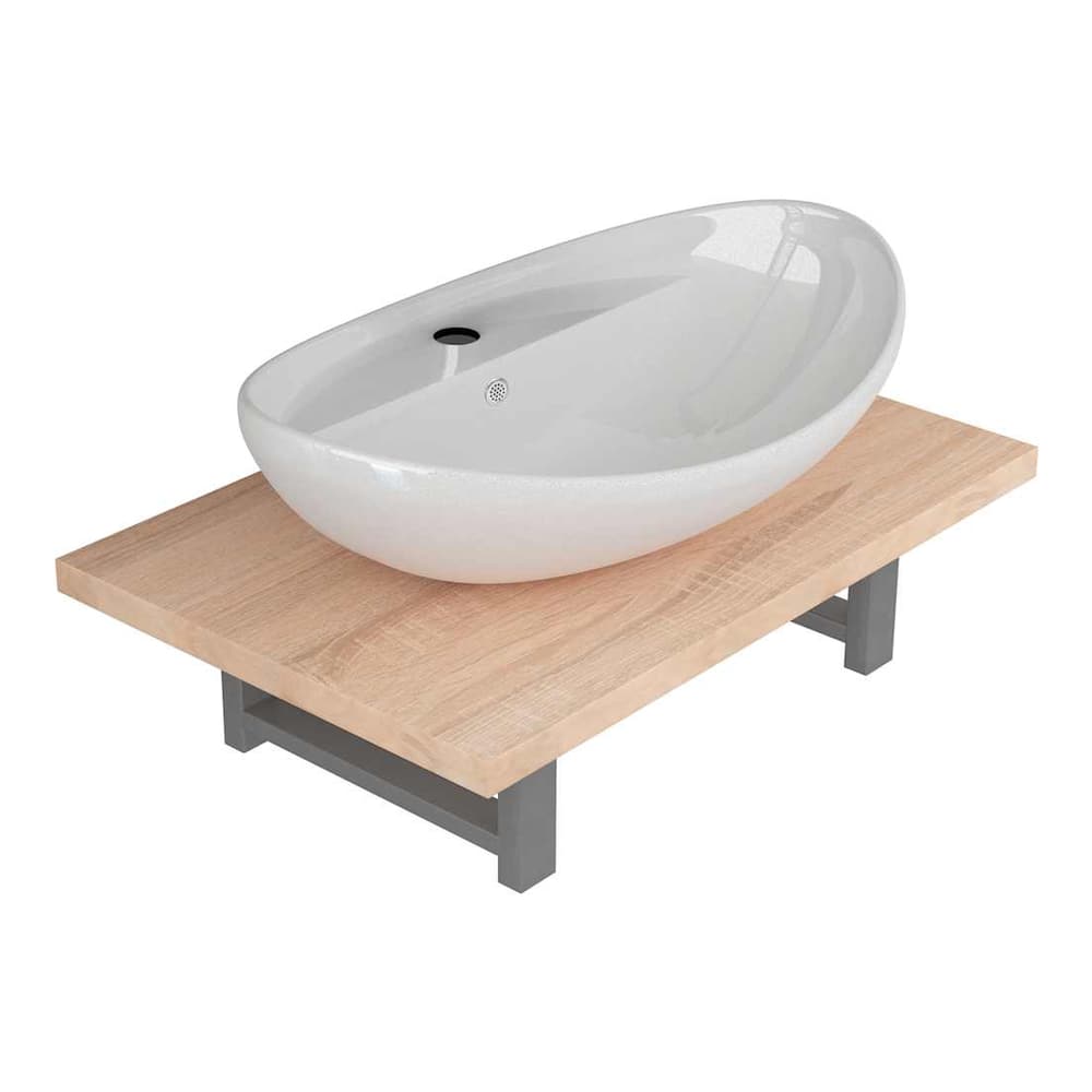 Two Bathroom Furniture Set Ceramic Brown