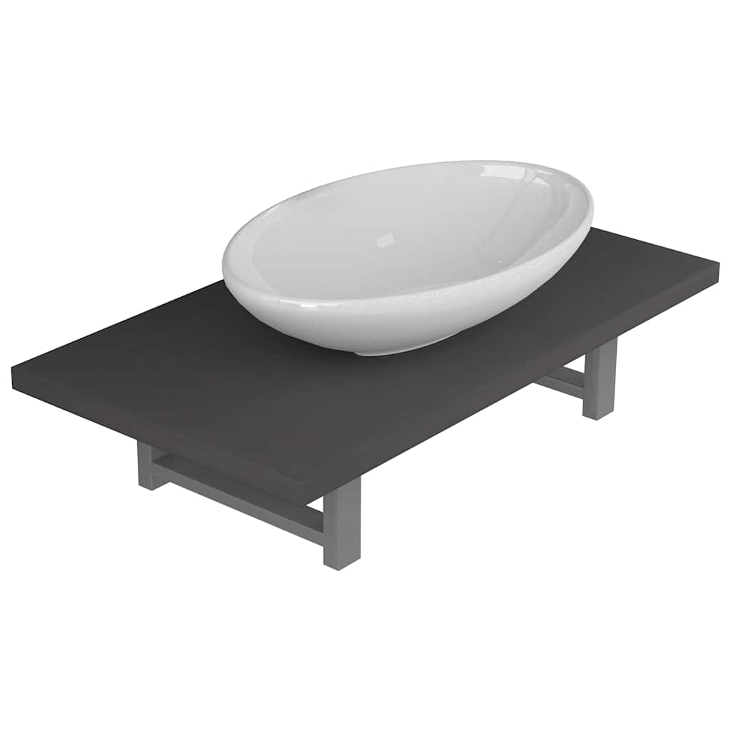vidaXL Two Piece Bathroom Furniture Set Ceramic Grey 2