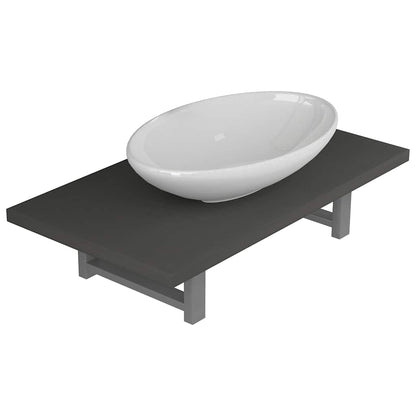 vidaXL Two Piece Bathroom Furniture Set Ceramic Grey 2