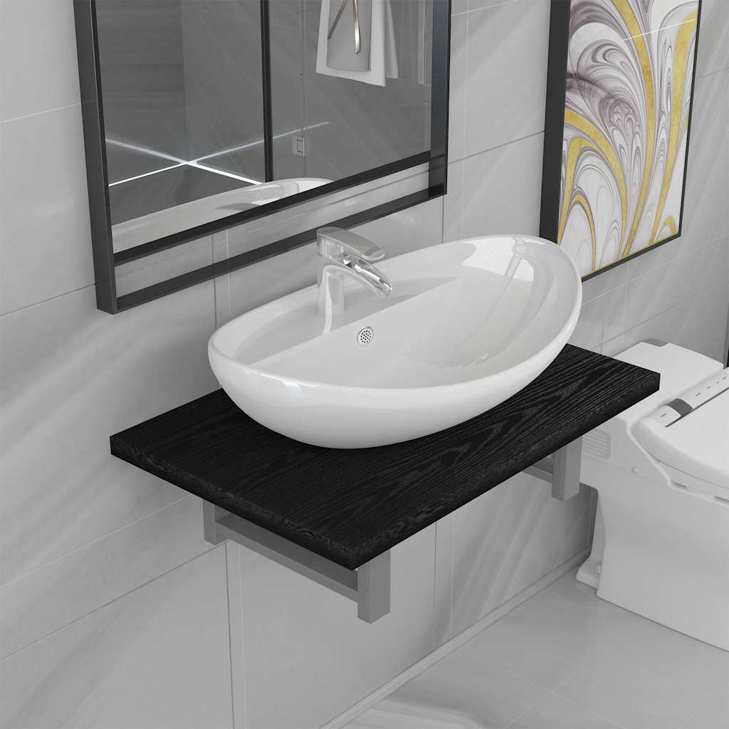 vidaXL Two Bathroom Furniture Set Ceramic