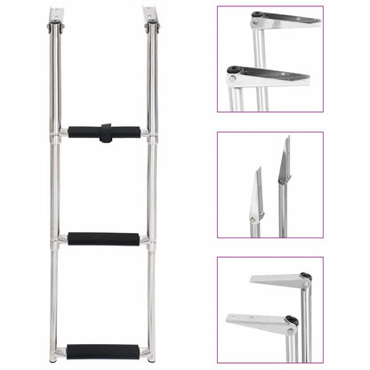 vidaXL Folding Boarding Ladder 3-step Stainless Steel 1