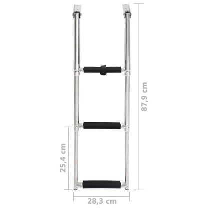 vidaXL Folding Boarding Ladder 3-step Stainless Steel 5