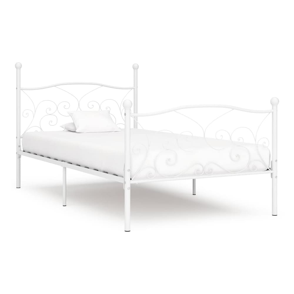 Bed Frame without Mattress with Slatted Base Metal White 100 x 200 cm