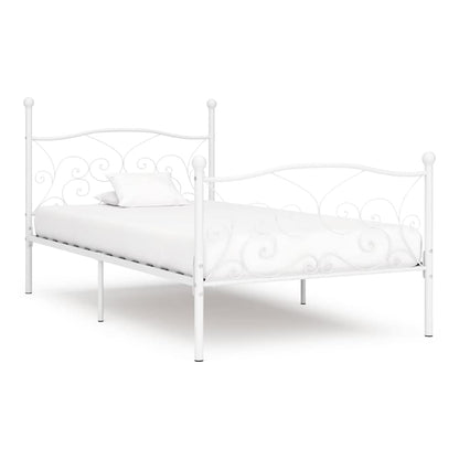 Bed Frame without Mattress with Slatted Base Metal White 100 x 200 cm