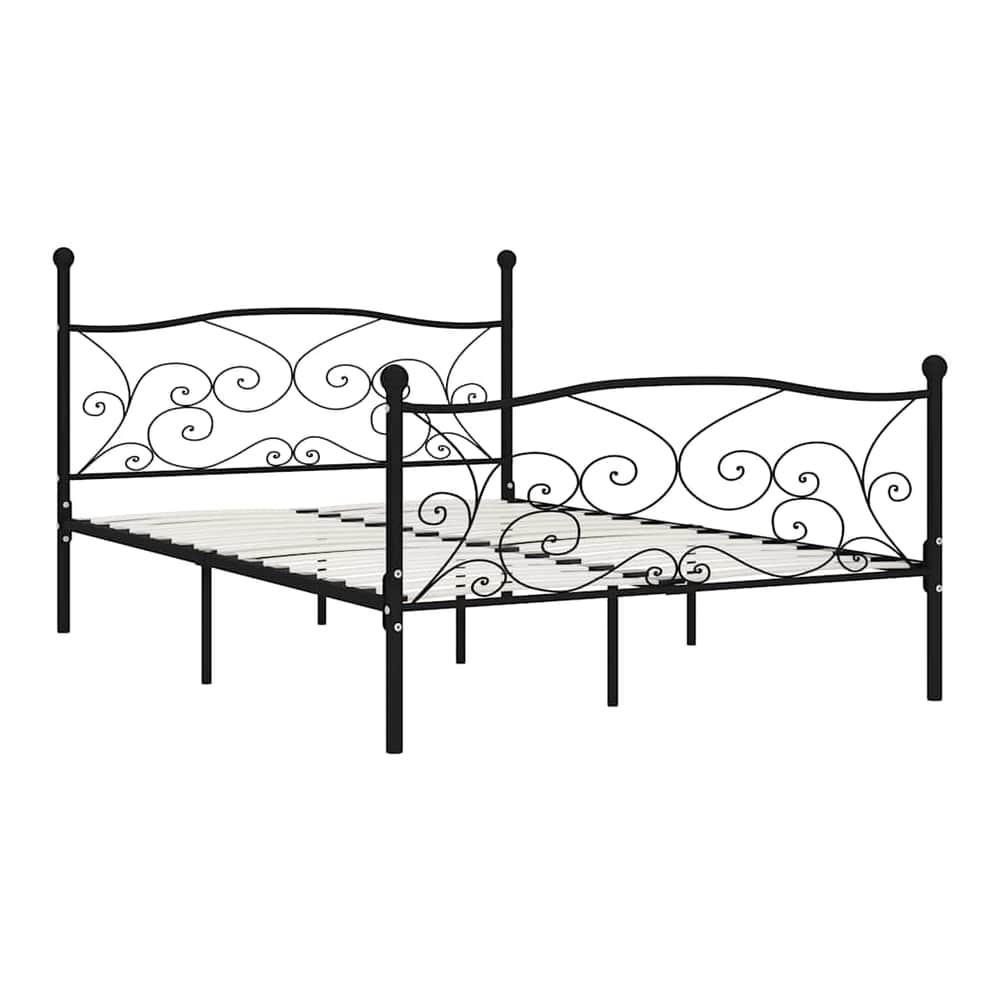 Bed Frame without Mattress with Slatted Base Metal Black 140 x 200 cm