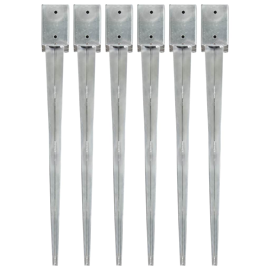 vidaXL Ground Spikes Silver Galvanised Steel 6 pcs