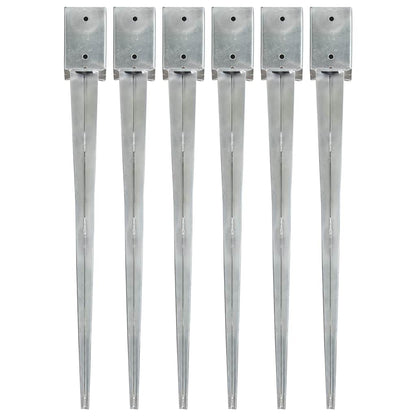 vidaXL Ground Spikes Silver Galvanised Steel 6 pcs