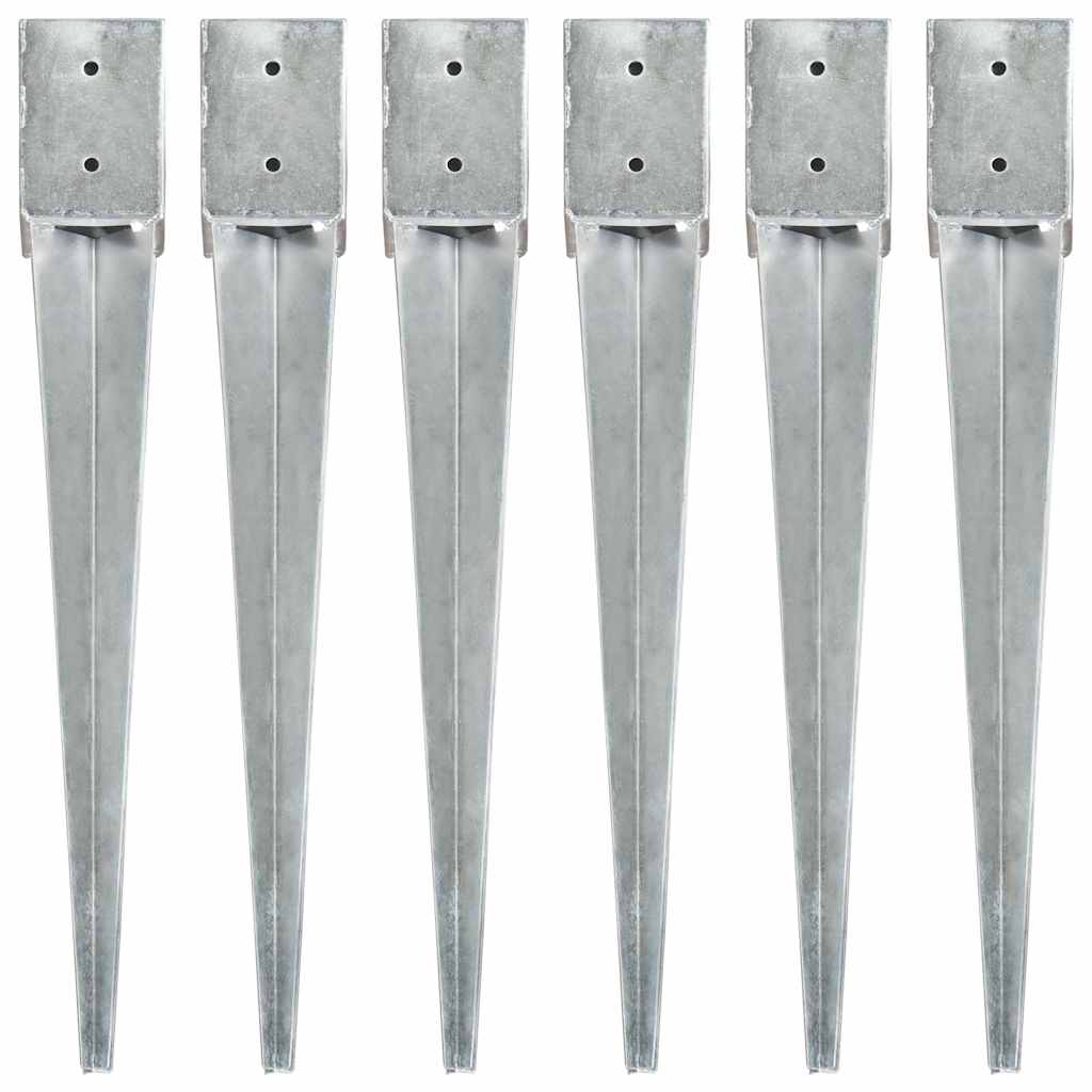 vidaXL Ground Spikes Silver Galvanised Steel 6 pcs