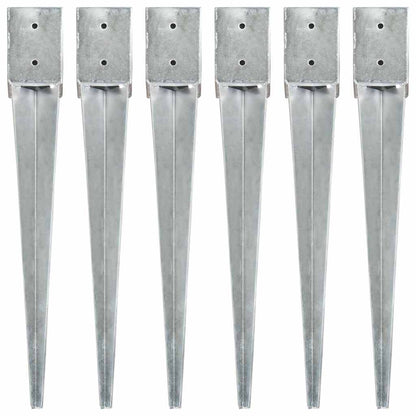 vidaXL Ground Spikes Silver Galvanised Steel 6 pcs