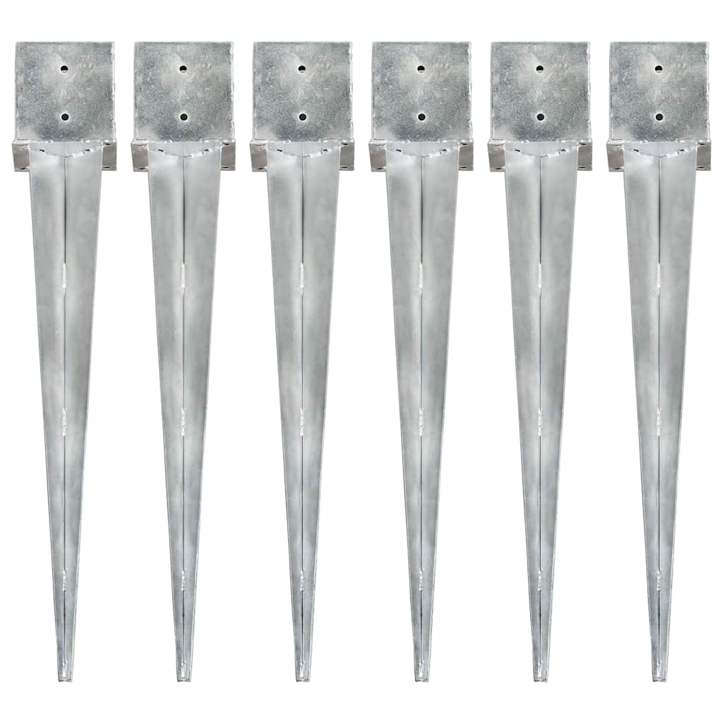 vidaXL Ground Spikes Silver Galvanised Steel 6 pcs