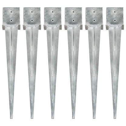 vidaXL Ground Spikes Silver Galvanised Steel 6 pcs