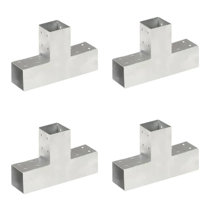 vidaXL Post Connectors 4 pcs T Shape Galvanised Metal 71x71 mm 1