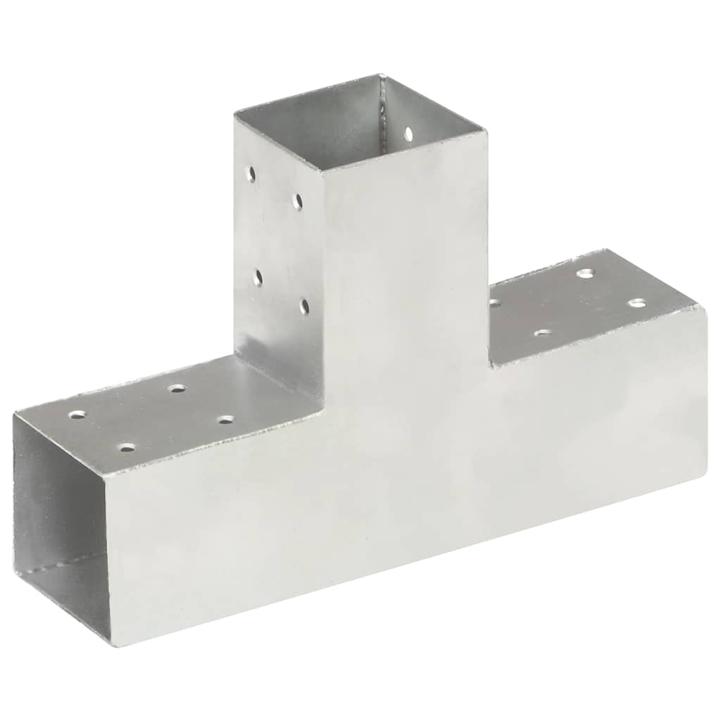 vidaXL Post Connectors 4 pcs T Shape Galvanised Metal 71x71 mm 2