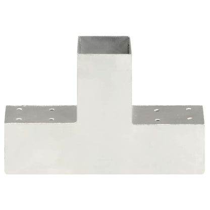 vidaXL Post Connectors 4 pcs T Shape Galvanised Metal 71x71 mm 3