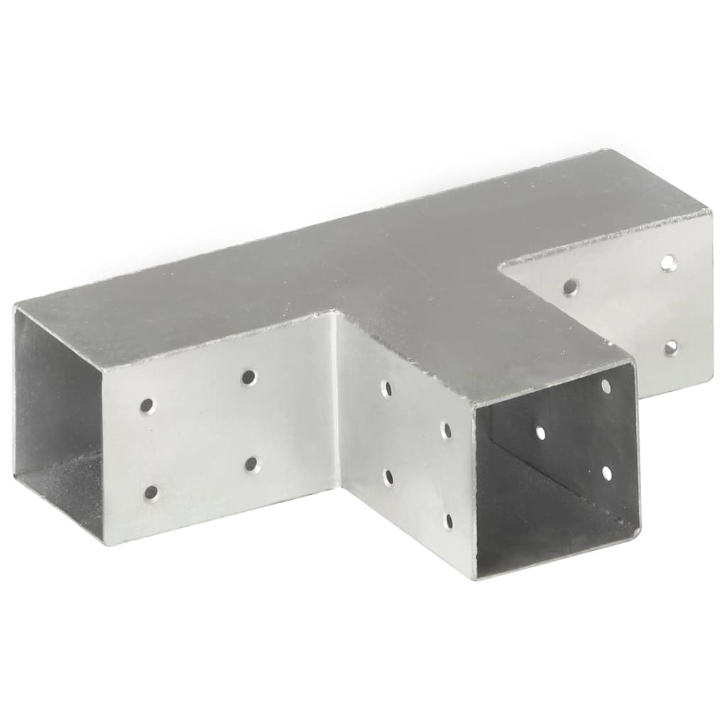 vidaXL Post Connectors 4 pcs T Shape Galvanised Metal 71x71 mm 4