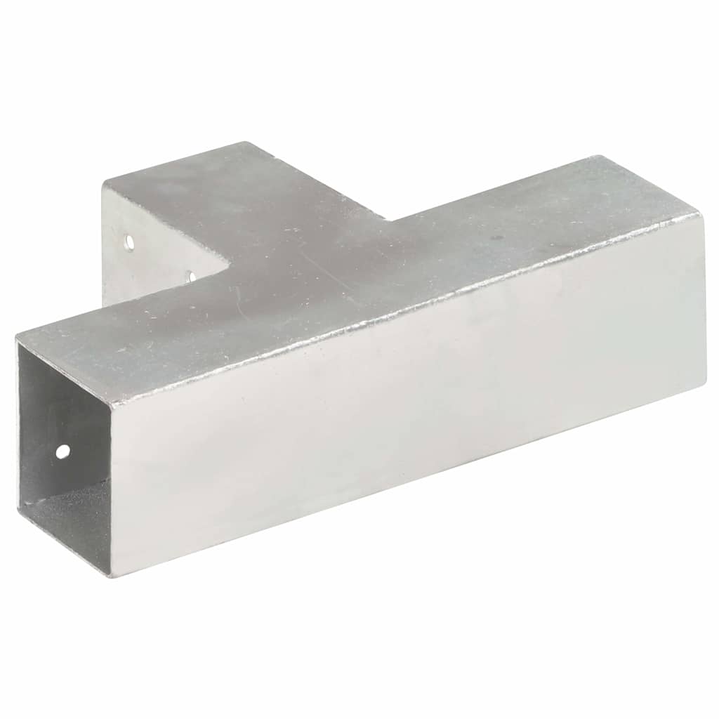 vidaXL Post Connectors 4 pcs T Shape Galvanised Metal 71x71 mm 5