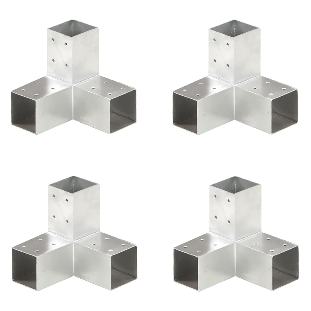 vidaXL Post Connectors 4 pcs Y Shape Galvanised Metal 71x71 mm 2