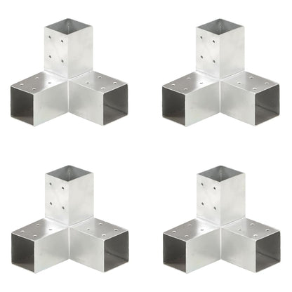 vidaXL Post Connectors 4 pcs Y Shape Galvanised Metal 71x71 mm 2