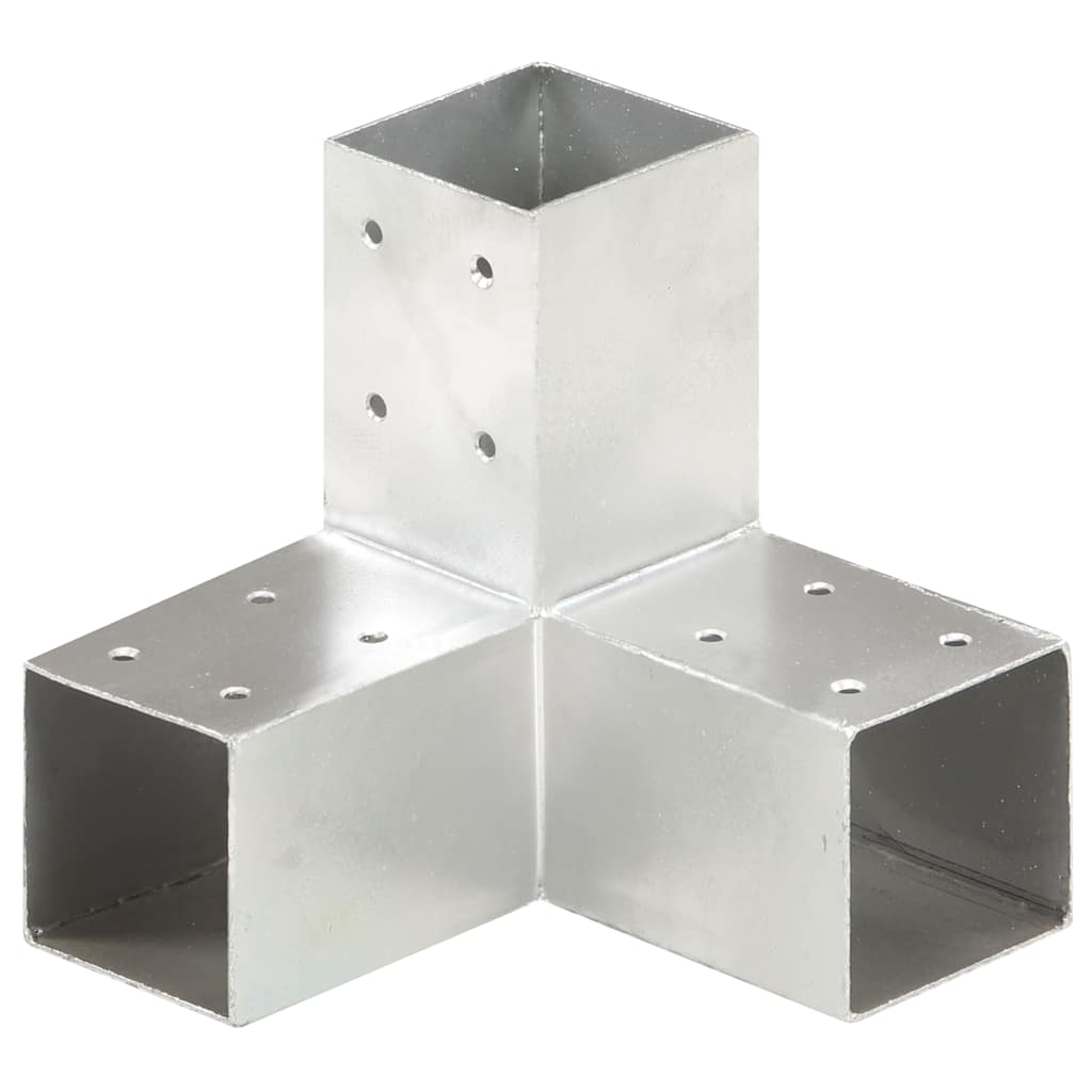 vidaXL Post Connectors 4 pcs Y Shape Galvanised Metal 71x71 mm 3