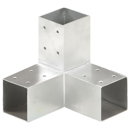 vidaXL Post Connectors 4 pcs Y Shape Galvanised Metal 71x71 mm 3