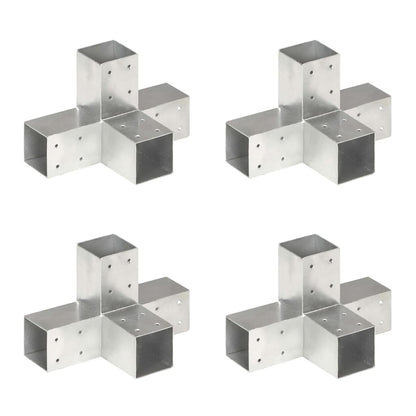 vidaXL Post Connectors 4 pcs X Shape Galvanised Metal 71x71 mm 1