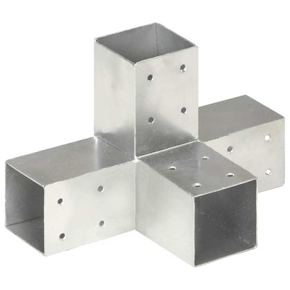 vidaXL Post Connectors 4 pcs X Shape Galvanised Metal 71x71 mm 2