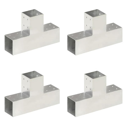 vidaXL Post Connectors 4 pcs T Shape Galvanised Metal 81x81 mm 1