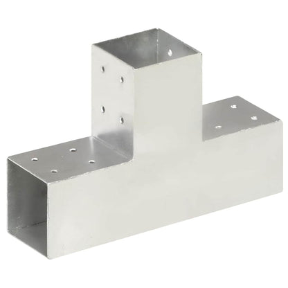 vidaXL Post Connectors 4 pcs T Shape Galvanised Metal 81x81 mm 2