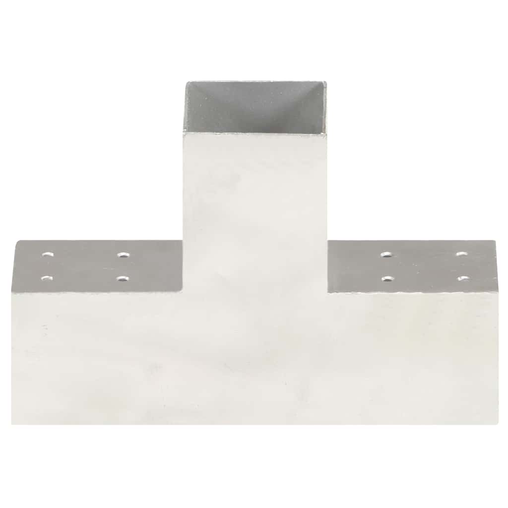 vidaXL Post Connectors 4 pcs T Shape Galvanised Metal 81x81 mm 3